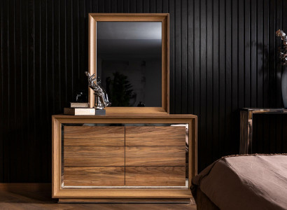 Brown Chest of drawers in a modern style + Mirror with practical storage